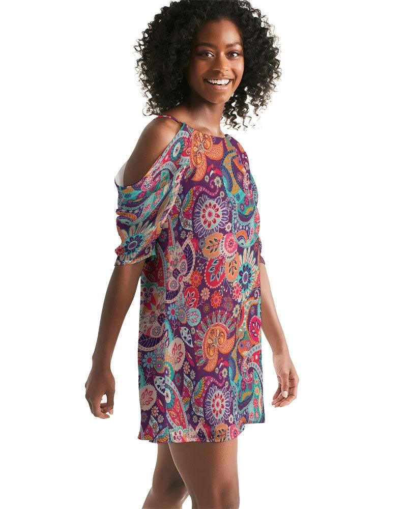 Peex Cold Shoulder Dress - Printed - 100% Polyester |  Blissfully Brand