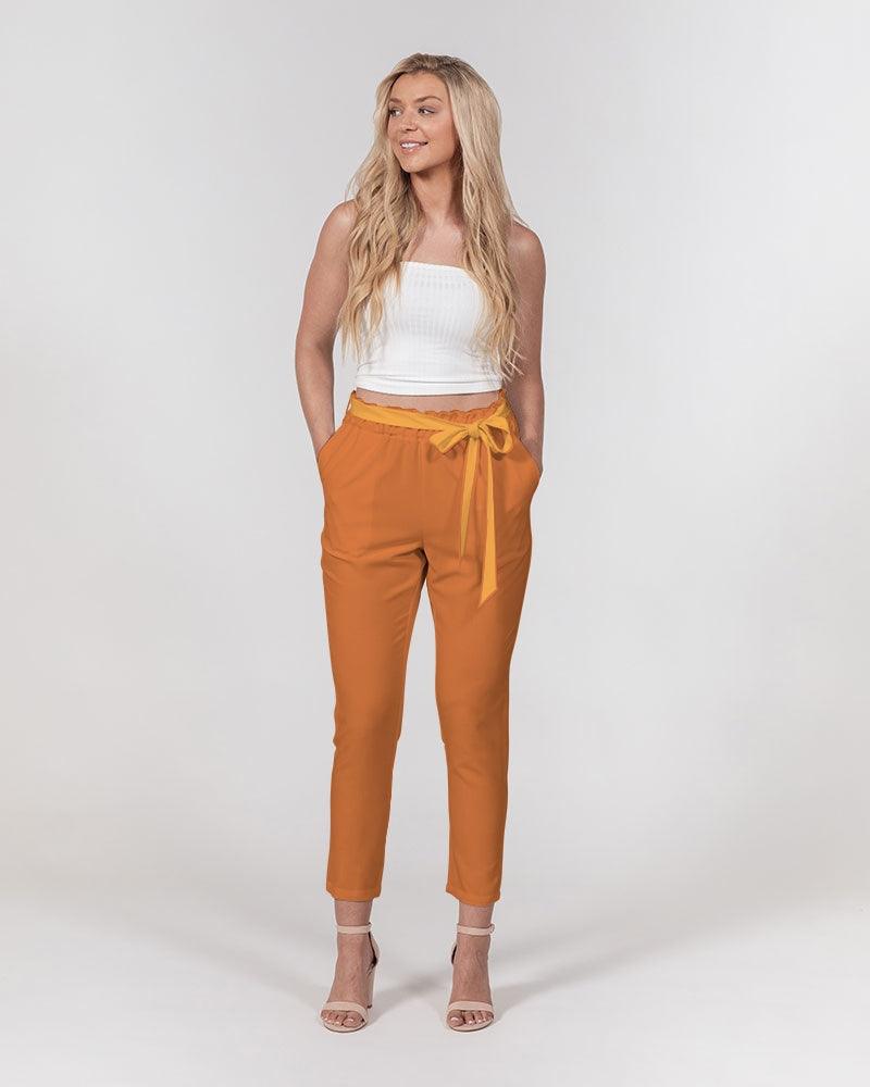 Prin Orange Belted Tapered Pants - Blissfully Brand