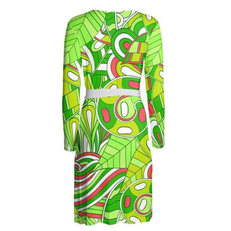 Midori Wrap Mini Dress - London Bliss Collection - Printed - (Available in Sizes XXS,XS,S,M,L,XL,2XL)