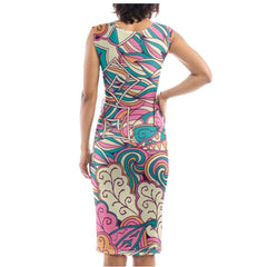 Arane Bodycon Midi Dress - London Bliss Collection - Print - Sizes XS, S, M, L, XL, 2XL, 3XL, 4XL - Plus Sizes - Made in England