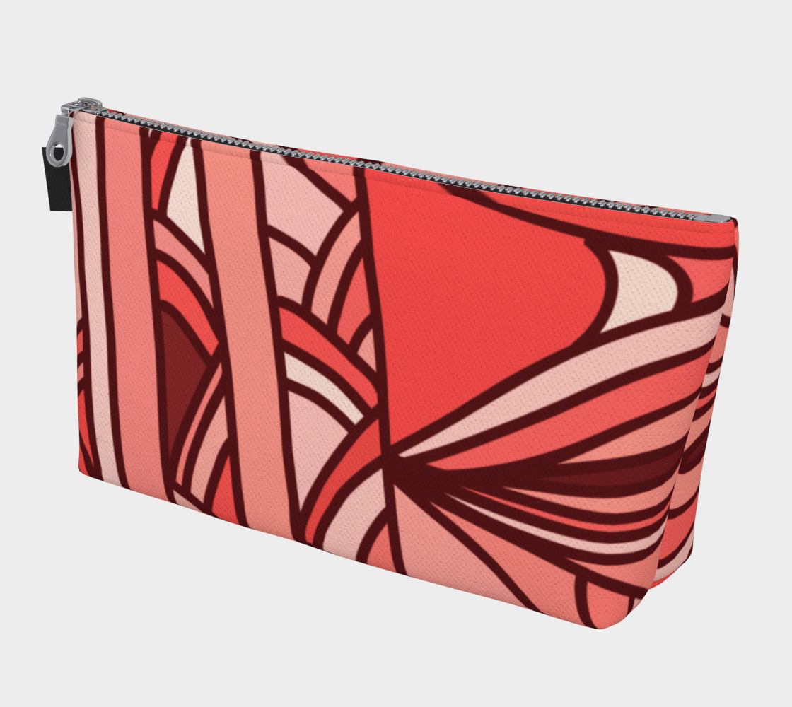 Citra Canvas Makeup Pouch - Abstract Retro Print in Red Orange & Pink