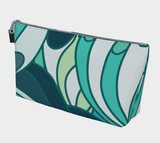 Mima Makeup Pouch - Canvas in Turquoise & Green Retro Abstract Print