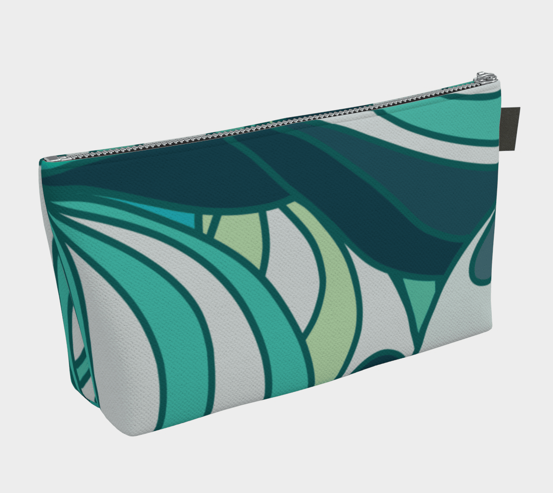 Mima Makeup Pouch - Canvas in Turquoise & Green Abstract Geo Print