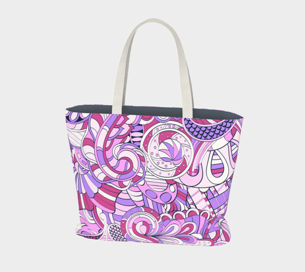 Cavai Large Market Tote - Violet Kaleidoscope Abstract Print