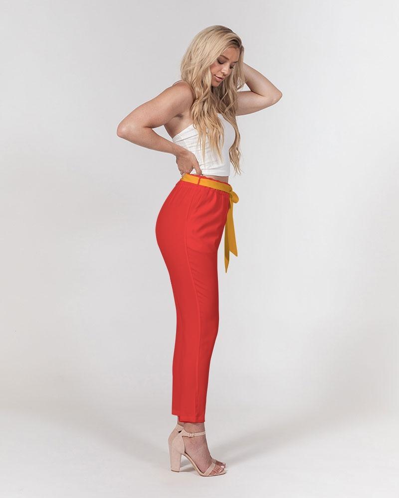 Opula Red Tie Waist Tapered Pants - Blissfully Brand