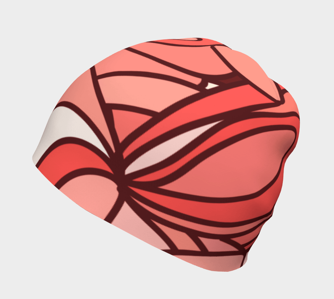 Citra Beanie - Abstract Geometric Print Pink Red Orange  | Bamboo Lining