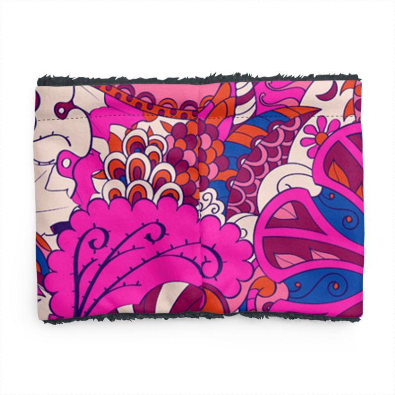 Sameria Sherpa Fleece Neck Gaiter - Pink Abstract Floral Print | Blissfully Brand