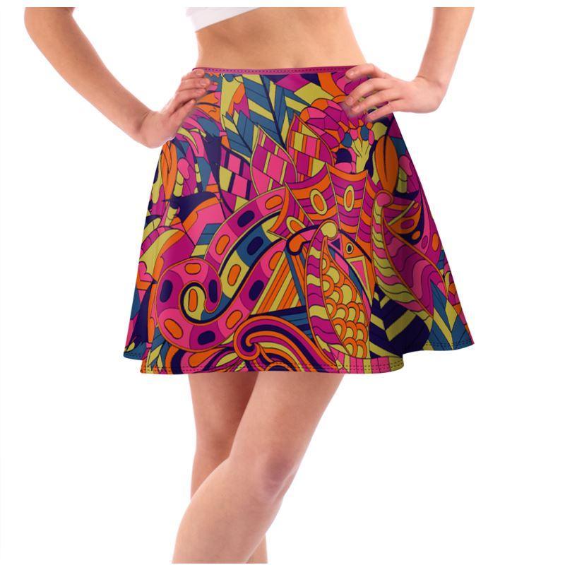 Lina Mini Skater Skirt - Kaleidoscope Abstract Floral | Blissfully Brand