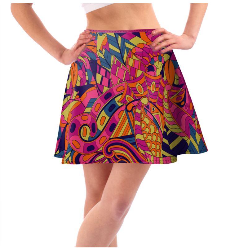 Lina Mini Skater Skirt - Kaleidoscope Abstract Floral | Blissfully Brand