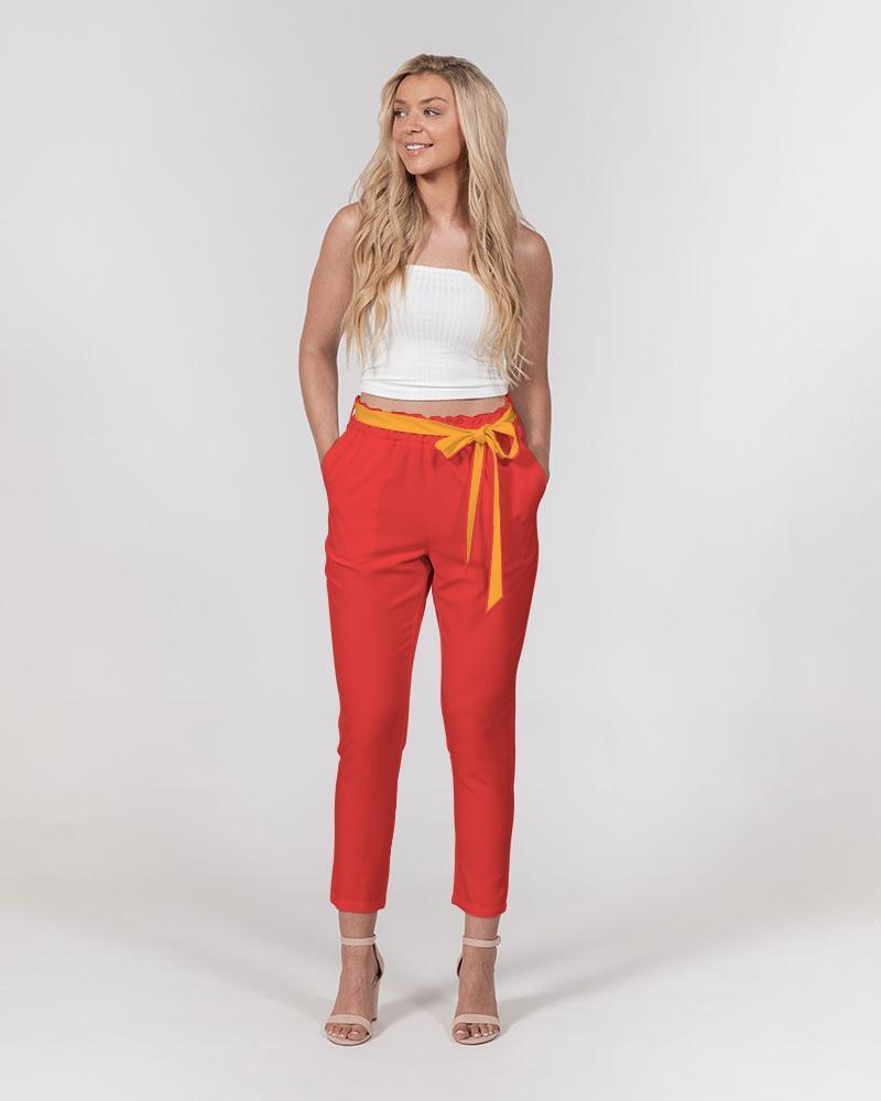 Opula Red Tie Waist Tapered Pants - Blissfully Brand