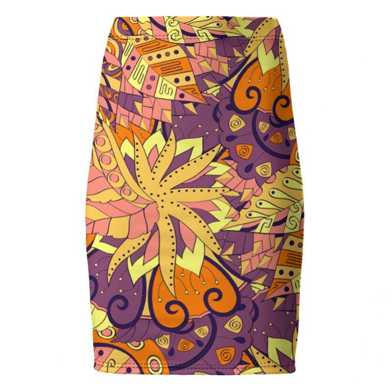 Aki Pencil Skirt - Abstract Kaleidoscope Floral | Blissfully Brand