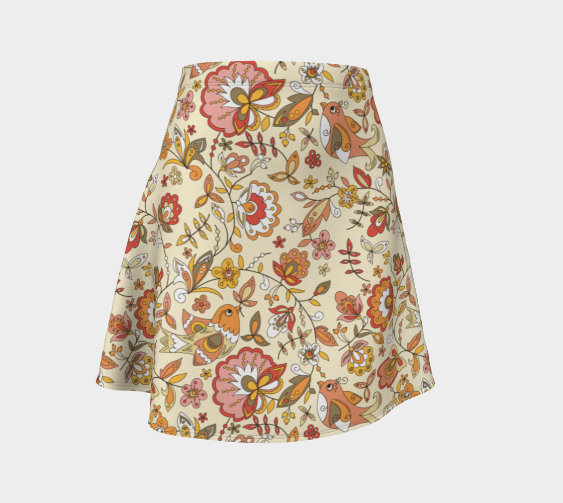 Tori Flare Skirt - Poppy Floral in Cream | Blissfully Brand