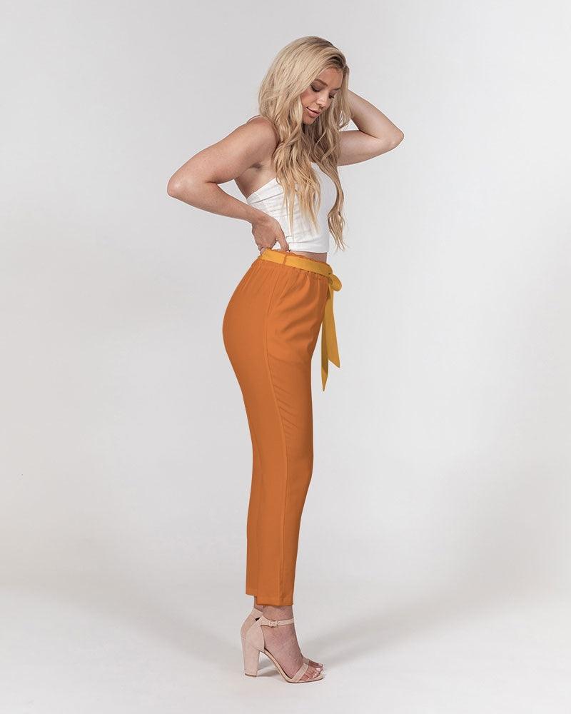 Prin Orange Belted Tapered Pants - Blissfully Brand