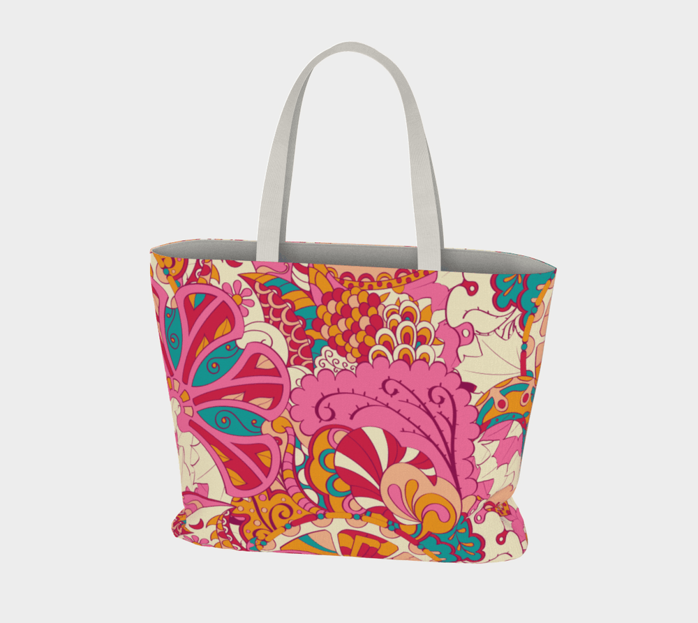Sameri Large Market Tote - Pink & Red Kaleidoscope Floral