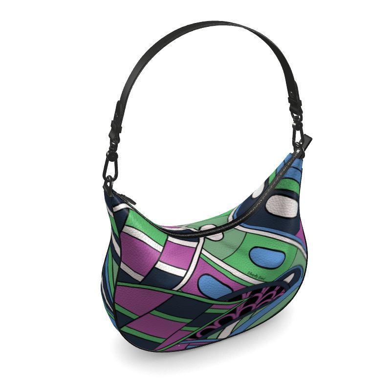 Nela Leather Curved Hobo Bag - Blissfully Brand