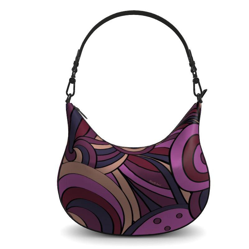 Confectiona Leather Curve Hobo Bag - Abstract Pink & Fuchsia 