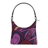 Confectiona Leather Square Hobo Bag - Pink Fuschia Abstract Print