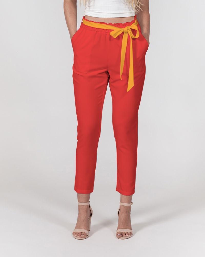Opula Red Tie Waist Tapered Women's Pants | Blissfully Brand