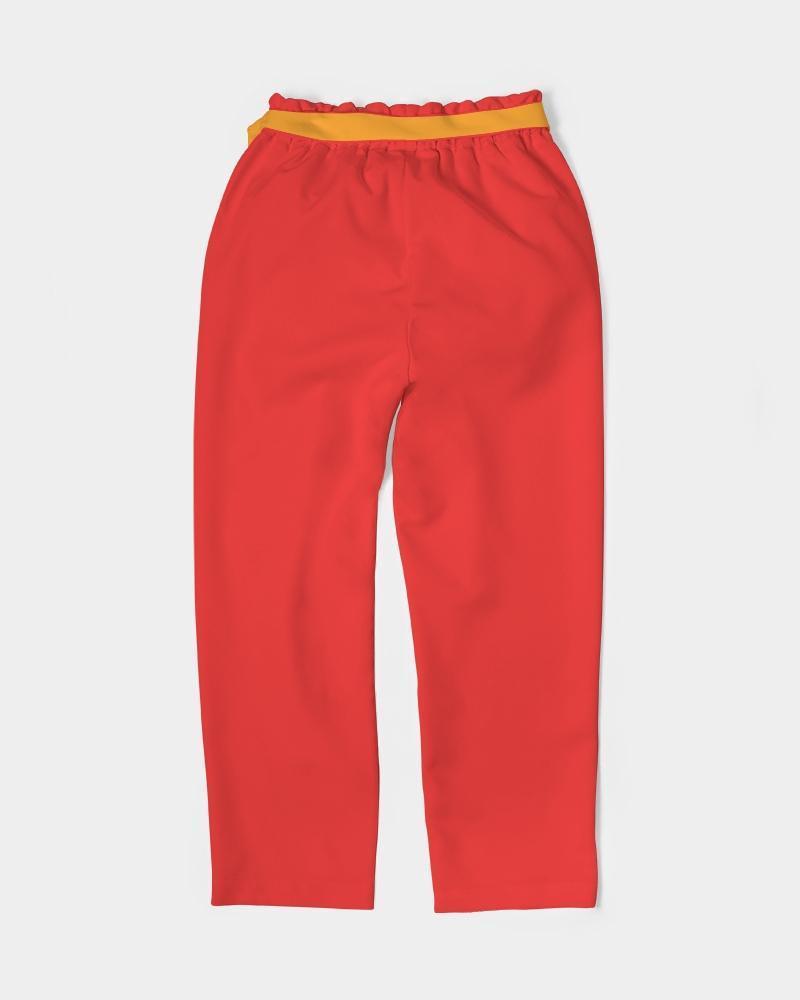 Opula Red Tie Waist Tapered Pants - Blissfully Brand