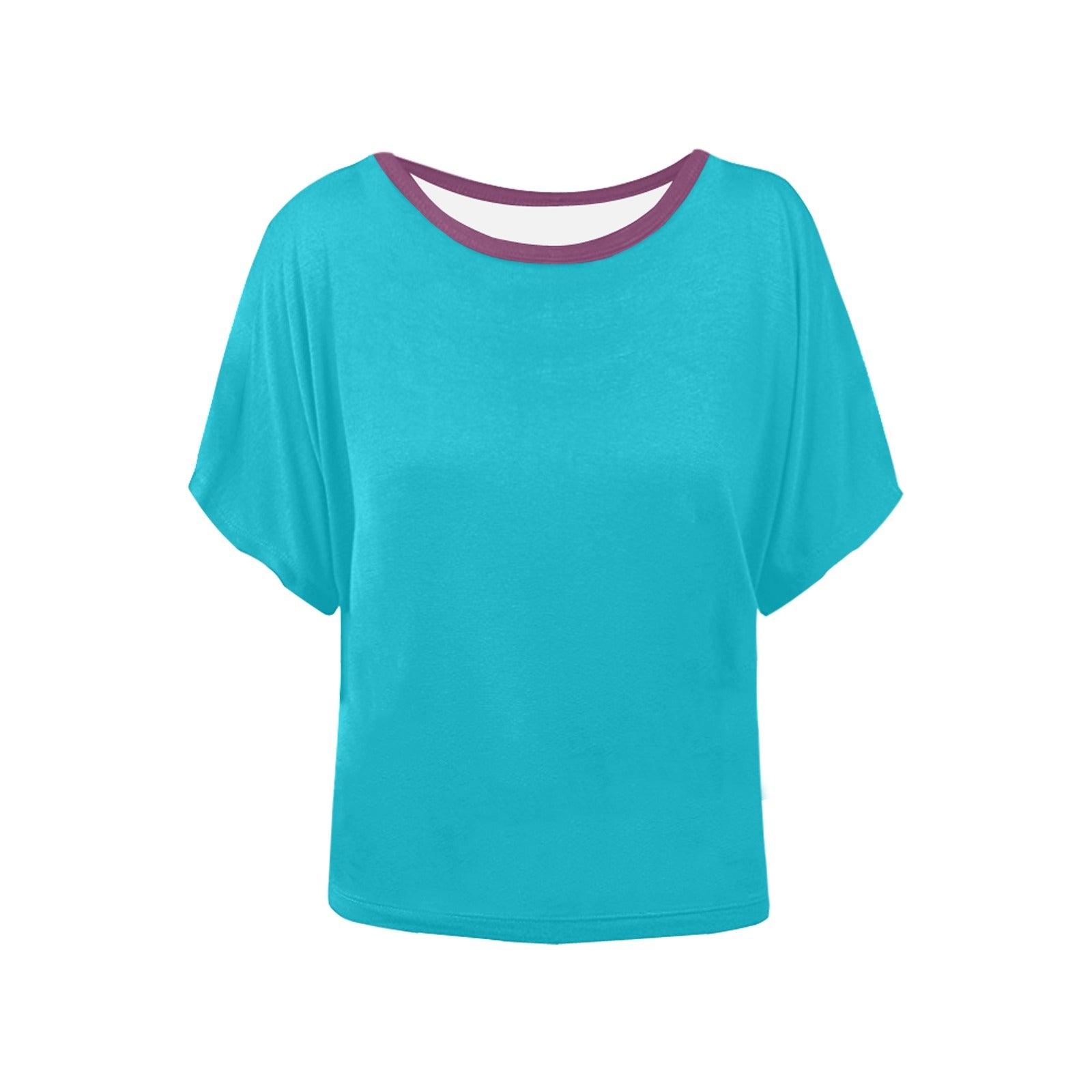 Antina Blue Batwing Sleeve T-Shirt with contrasting Dark Pink 