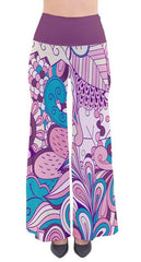 Antina High Waisted Palazzo Pants - Pink Purple Kaleidoscope Abstract Print