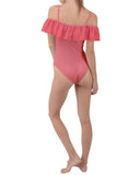 Citra Color Block Ruffle Off-the-Shoulder One-Piece Swimsuit - Blissfully Brand