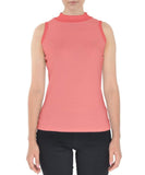 Citra Red Color Block Mock Neck Tank Top | Cotton Spandex | Plus Size