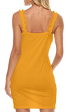 Decora Fitted Cami Mini Orange & Yellow Dress with Pleated Top & Straps
