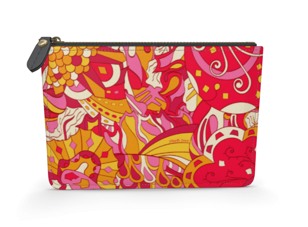 Decora Leather Pouch - Pink & Red Abstract Kaleidoscope Floral | Blissfully Brand