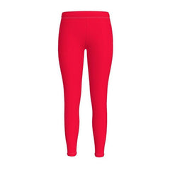 Decora Torch Red LYCRA Stretch Mid-Rise Solid Leggings Bold Vibrant Shimmering Matte  Handmade  England Full length