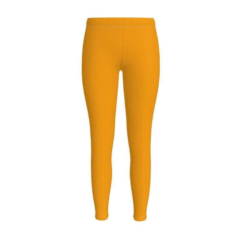 Decora Tall Poppy Orange LYCRA Stretch Mid-Rise Solid Leggings Bold Vibrant Shimmering Matte Handmade England Full length