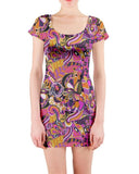 Ela Short Sleeve Bodycon Mini Dress - Psychedelic Abstract All Over Print