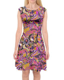 Ela Cap Sleeve Midi Dress - Psychedelic Abstract Print