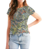 Jana Fitted Crew Neck Tee - Abstract Floral Print