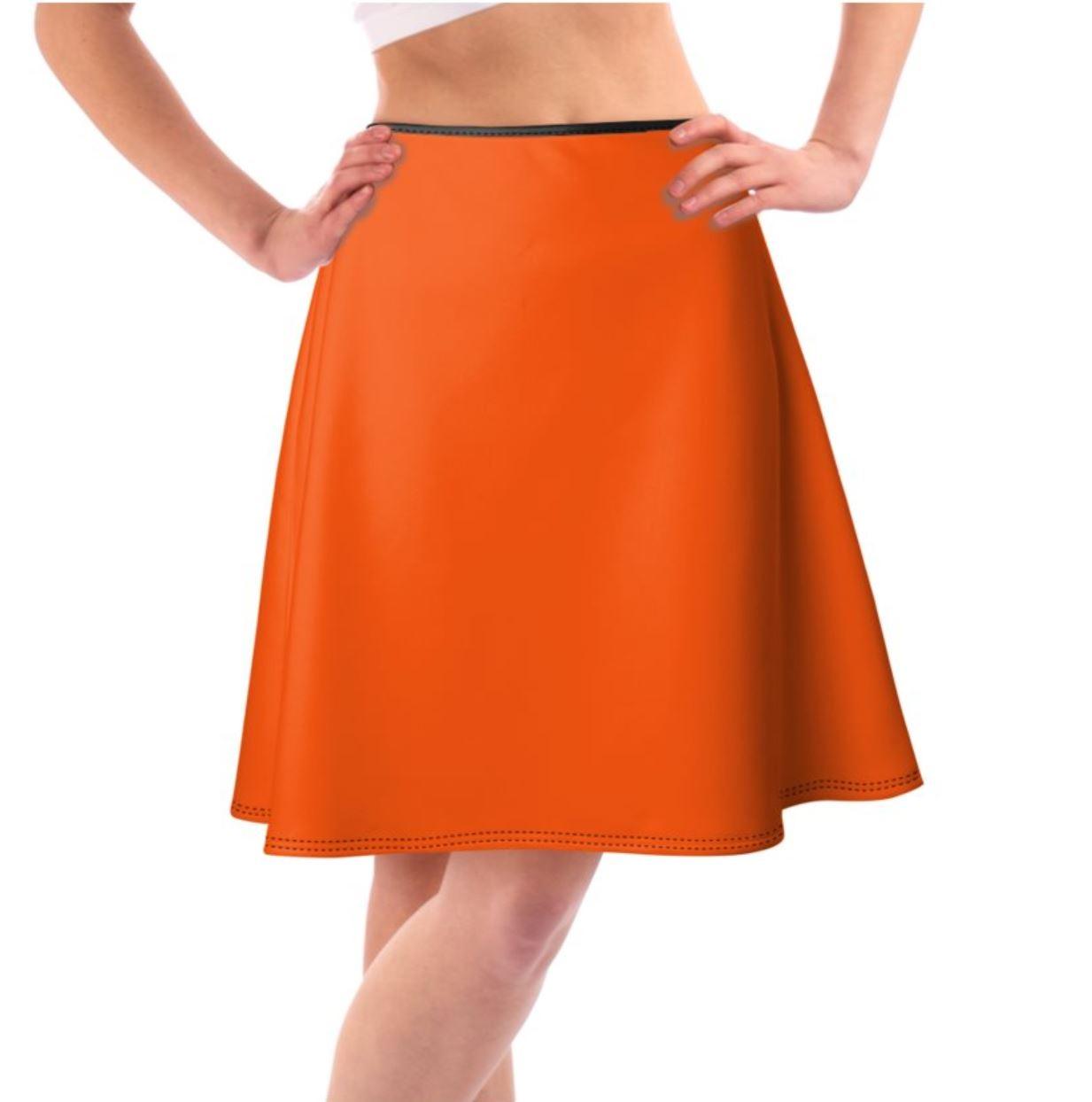 Jina Orange Skater Skirt - Mini or Knee Length - Blissfully Brand
