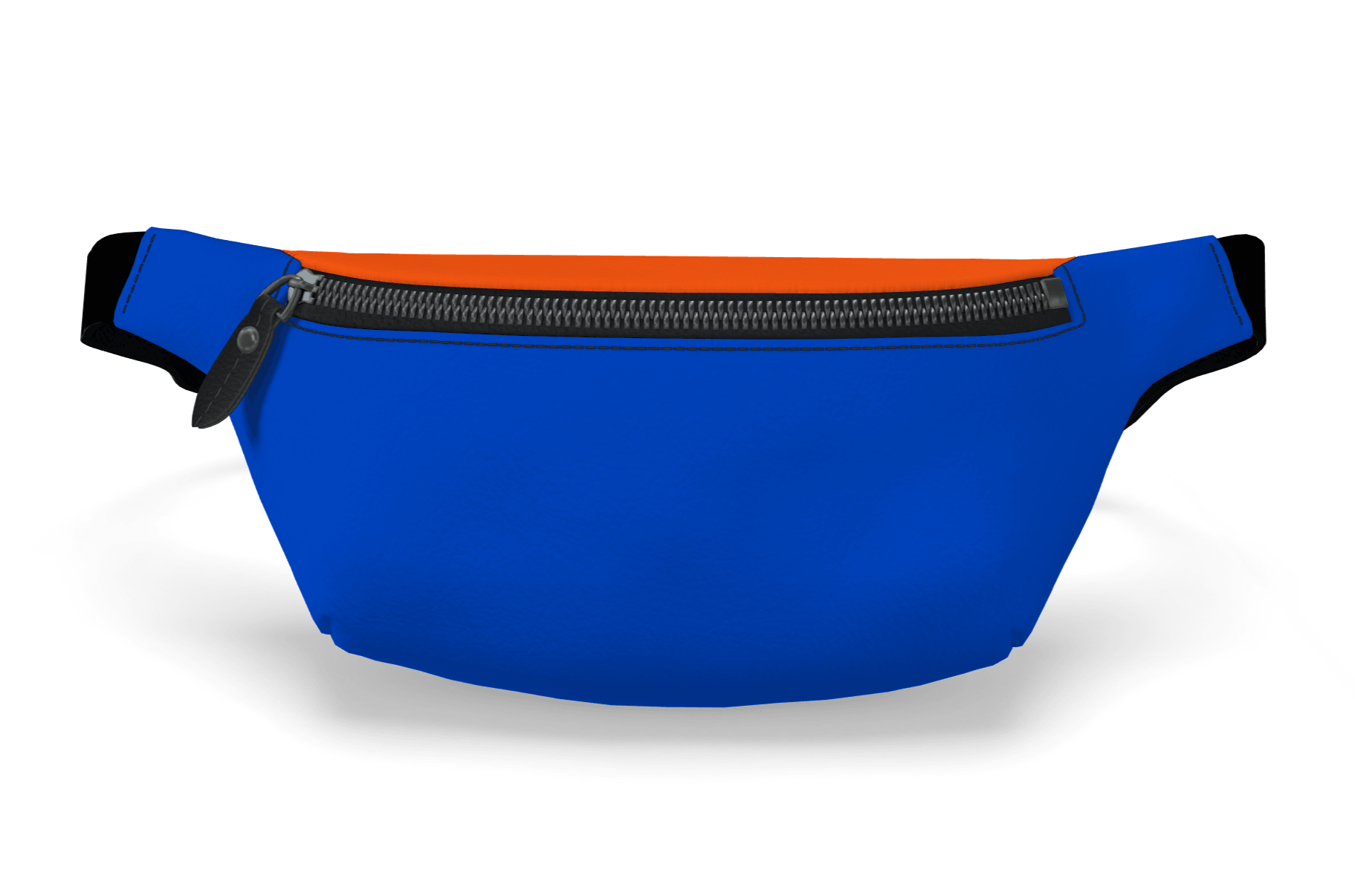 Jina Color Block Smooth Leather Belt Waist Bag - Blue & Orange Fanny Pack - Handmade in England