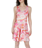 Keki Reversible Skater Dress - Kaleidoscopic Abstract Swirl Print In Pink & Orange