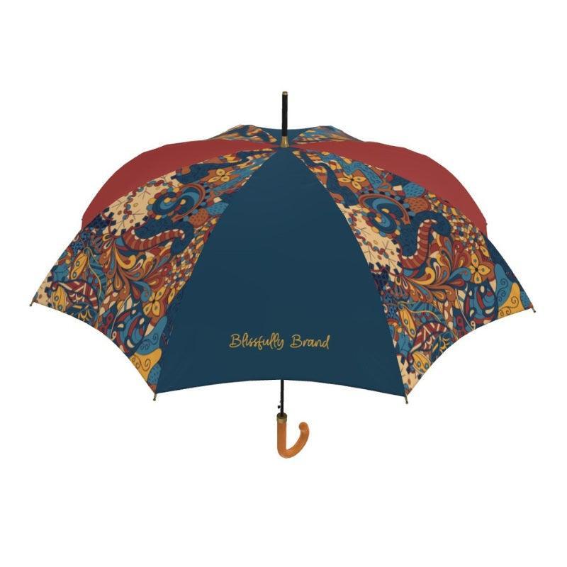 Kuri English Windproof Umbrella - Abstract Paisley Pattern Color Block  - Wind Proof Water Proof - Retro - Boho - Unique - Kaleidoscope