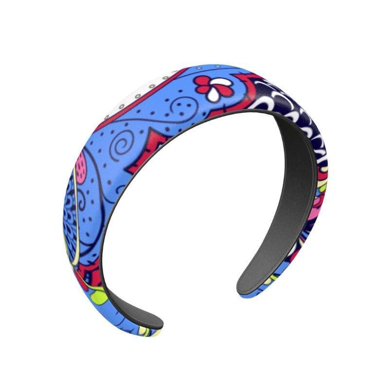 Sechia Abstract Retro Paisley Leather Headband Floral Vibrant Handmade in England Coordinate