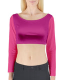 Lina Color Block Long Sleeve Crop Top - Red Violet & French Rose
