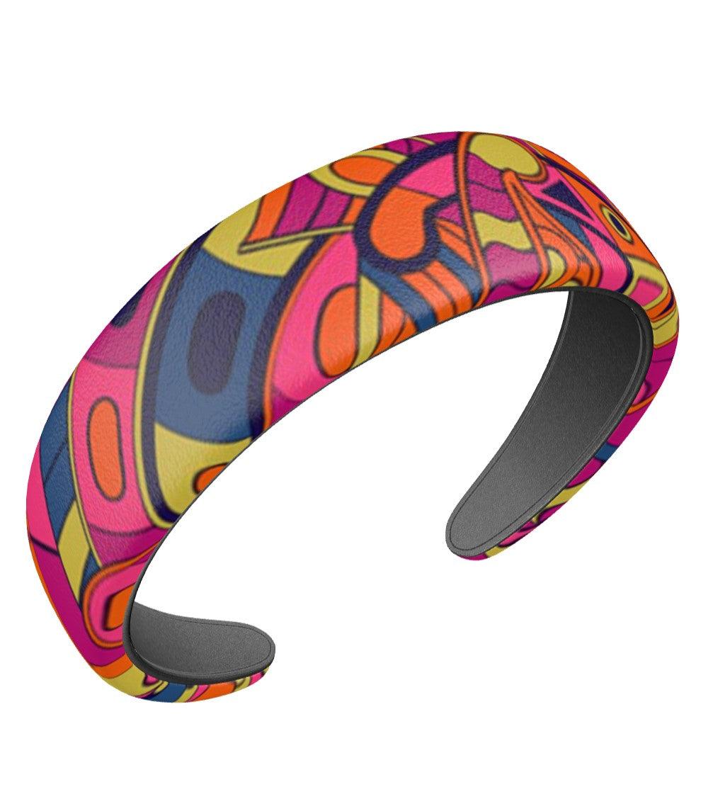 Lina Leather Headband - Psychedelic Multicolor Print