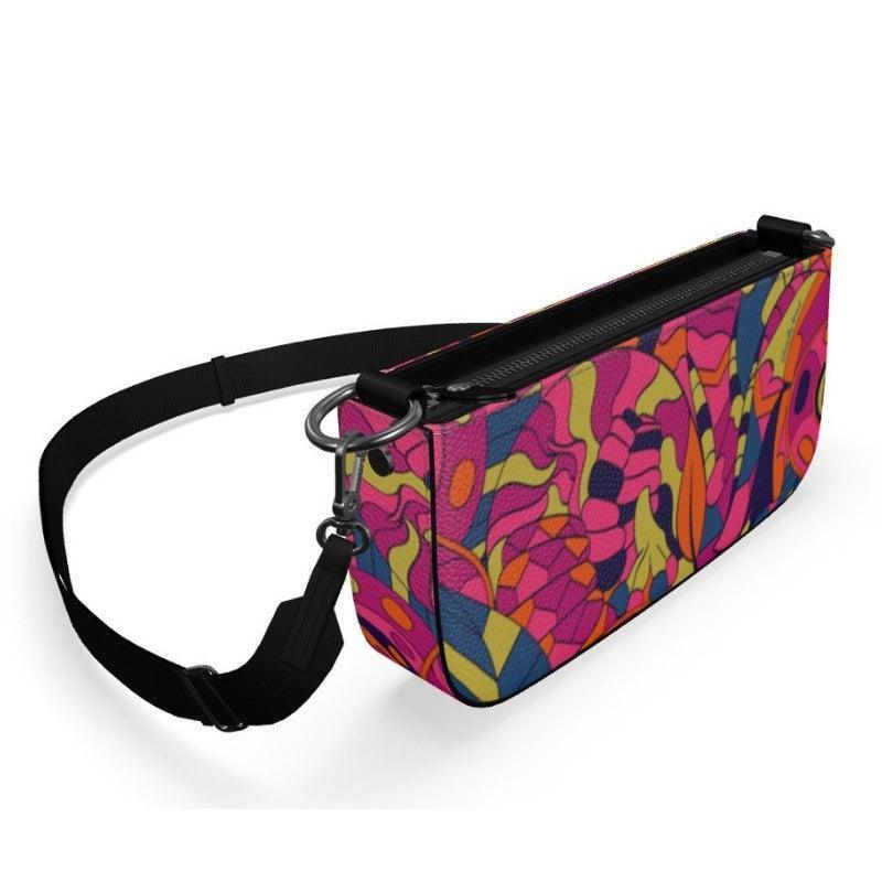 Lina Medium Leather Box Hand Bag | Shoulder Bag - Zip Top - Abstract Multicolor Print 