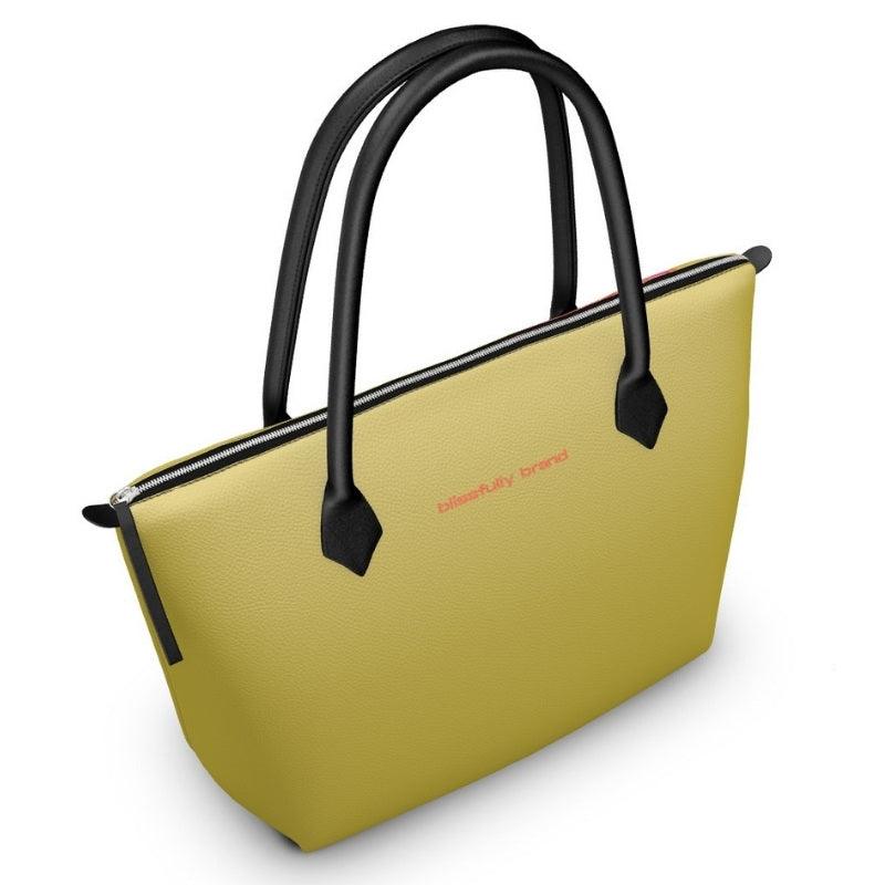 Lina Large Earl Green Zip Top Leather Tote - Blissfully Brand