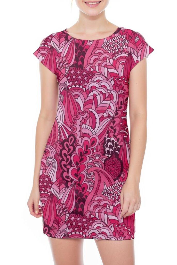 Loa Cap Sleeve Bodycon Abstract Paisley Pink Floral Dress 