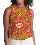 Mina Cropped Tank Top - Flower Power Psychedelic Print
