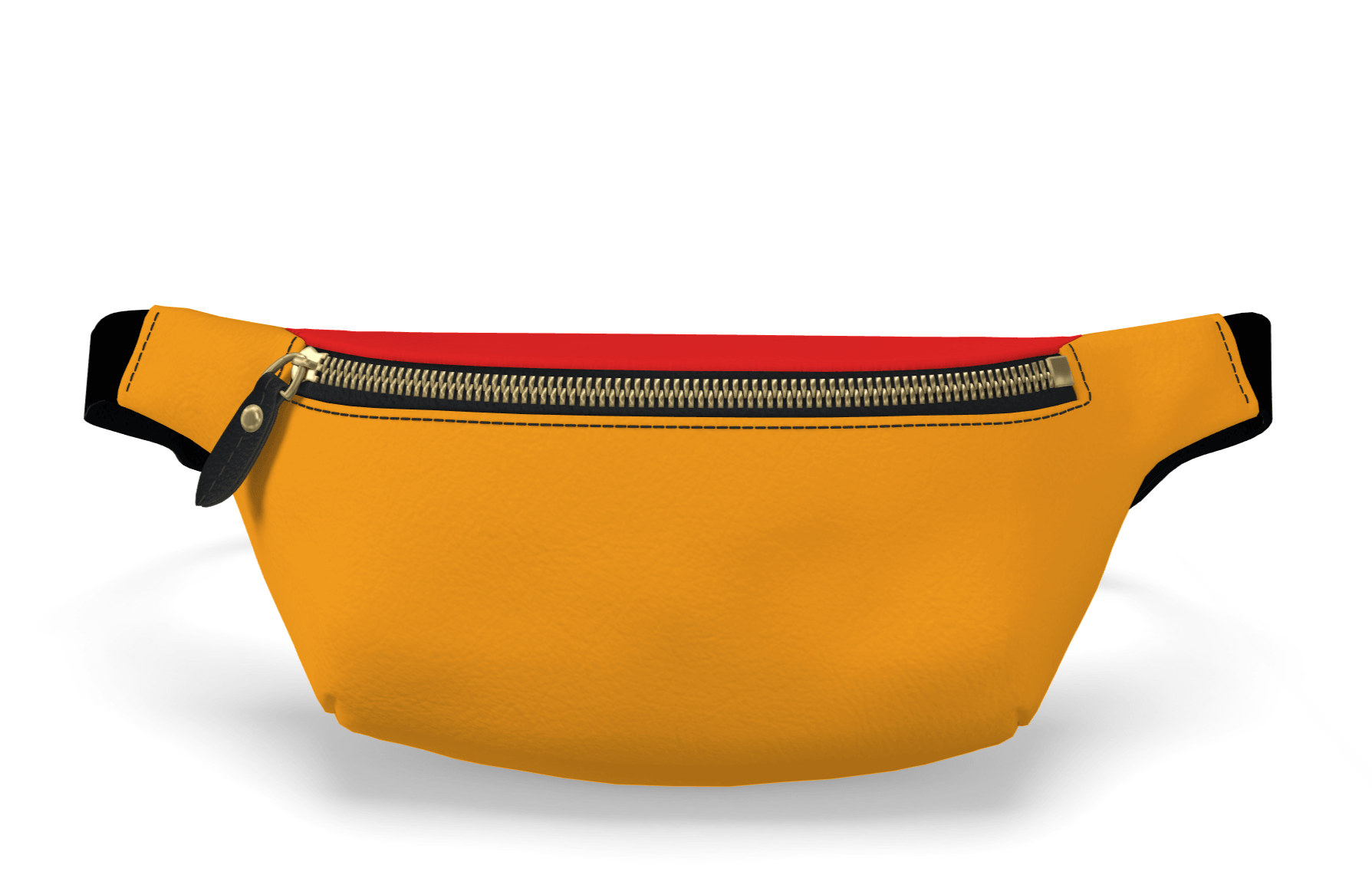 Opula Color Block Smooth Leather Waist Belt Bag - Orange & Red Fanny Pack - Handmade in England