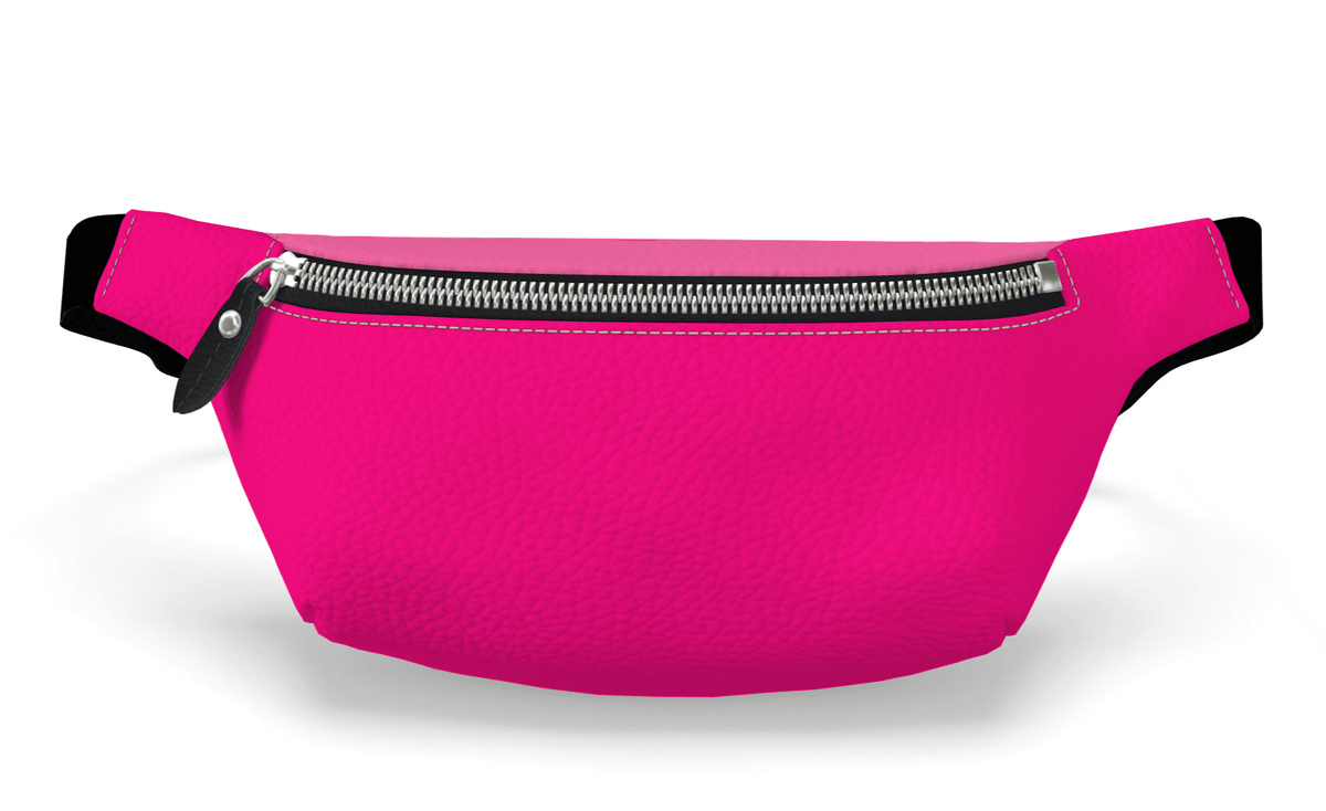 Orbi Color Block Textured Leather Belt Waist Bag - Pink - Fanny Pack - Handmade in England