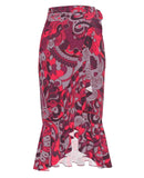 Pena Wrap Long Frill Skirt Kaleidoscopic Paisley Floral Retro Abstract Flower Power Midi Maxi Handmade in England Plus Size