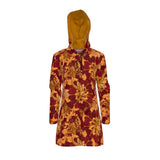 Retro Boho Psychedelic All Over Print Women's Waterproof Raincoat Zipped with Hood - Made in England - Paisley Floral Print