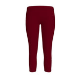 Deep Red Lycra Spandex Midrise Capri Stretch Leggings - Workout Performance - Casual - Handmade in England - Plus Size